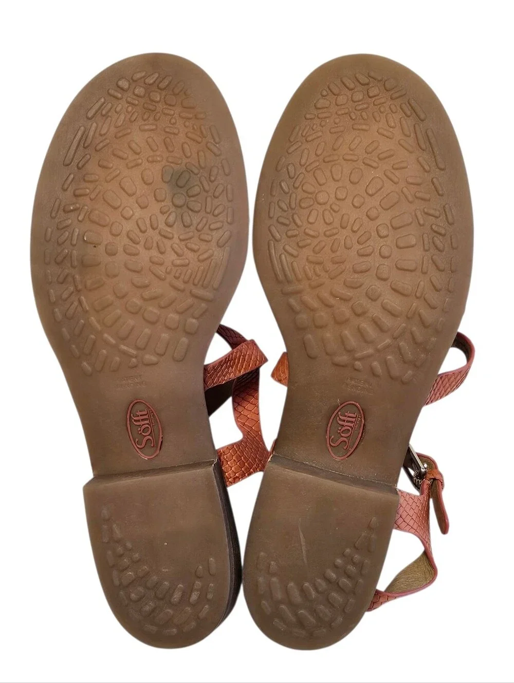 Sofft Nadie II Sandals Sz 8.5 Mango Snake Print Leather Strappy Resortwear Comfy